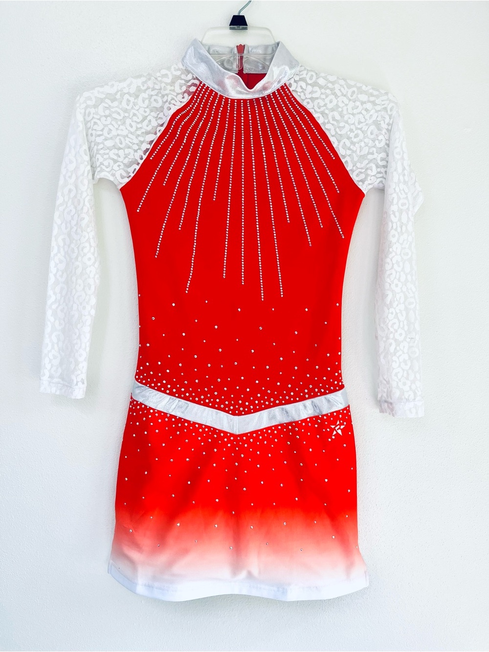 Rebel Athletic Ailsa Cheer Jazz Dance Dress Long Sleeve Rhinestones Adult Small
